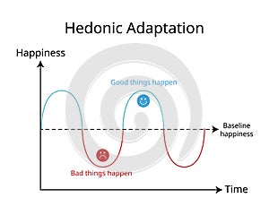 Hedonic adaptation is the psychological process by which people quickly return to a relatively stable level of happiness