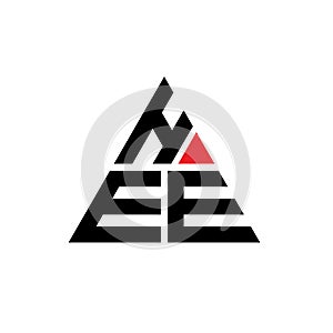 HEE triangle letter logo design with triangle shape. HEE triangle logo design monogram. HEE triangle vector logo template with red photo