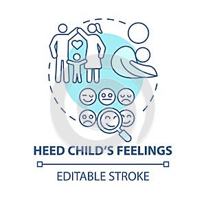 Heed child feelings blue concept icon