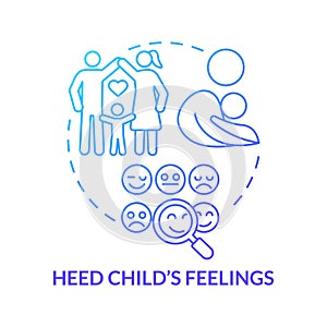 Heed child feelings blue gradient concept icon