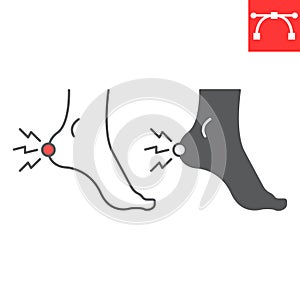 Heel pain line and glyph icon