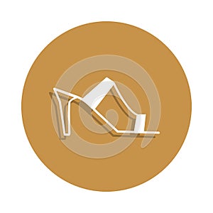 Heeled Mules, sandals icon in badge style. One of clothes collection icon can be used for UI, UX