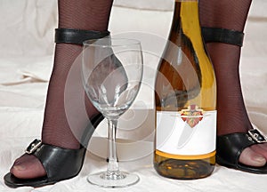 Heels, Stockings with Wine