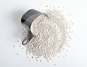 Heep of Expanded perlite on white background