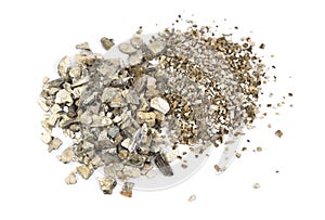 Heep of Expanded Vermiculite. Background. Various factions. isolated on white background