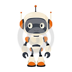 ?heerful cartoon AI robot on white isolated background. photo