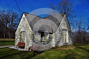 Heery woods state park historic ccc shelter on the shell Rock river near Clarksville iowa