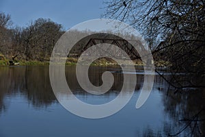 Heery woods state park railroad bridge on the shell Rock river near Clarksville iowa