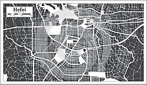 Hefei China City Map in Retro Style. Outline Map