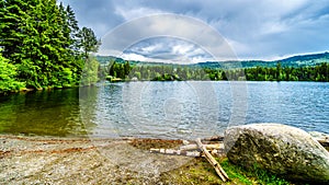 Heffley Lake and surrounding mountains in British Columbia,