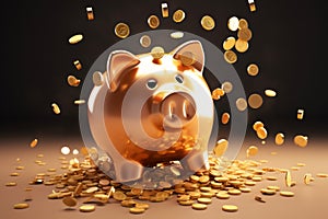 Hefty Golden piggybank coins. Generate Ai