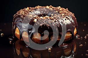 Hefty Large chocolate donut. Generate Ai