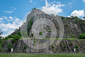 Hegyestu geological basalt cliff in Kali basin hungary near Koveskal