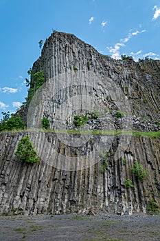 Hegyestu geological basalt cliff in Kali basin hungary near Koveskal