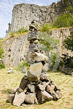 Hegyestu, unique volcanic rock formations is Hungary, with small stone heap