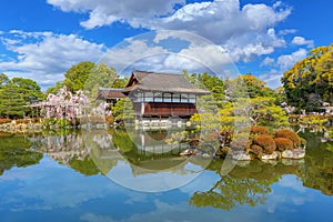 Heian Jingu Garden during full bloom cherry blossom in Heian Shrine, Kyoto, Japan