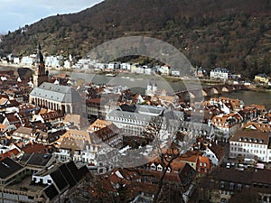 Heidelberg Castle - view from the castle to the city