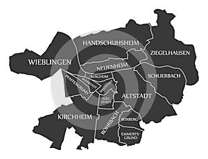 Heidelberg City Map Germany DE labelled black illustration