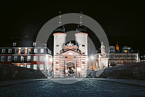 Heidelberg Old Bridge at night, Baden-Wurttemberg, Germany