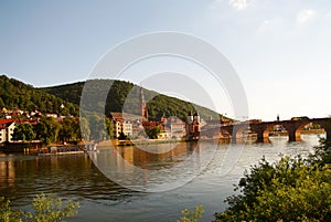 Heidelberger Old Bridge and Neckar at summer