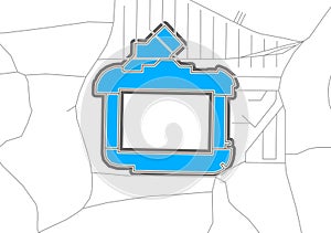 Heidenheim, Football Stadium, outline vector map photo