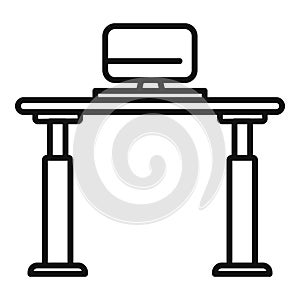 Heigh adjustable table icon outline vector. Office workplace photo