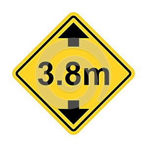 Height restriction limit 3.8 meter warning sign icon vector for graphic design, logo, website, social media, mobile app, UI illust