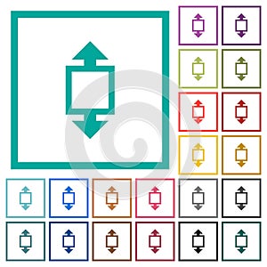 Height tool flat color icons with quadrant frames