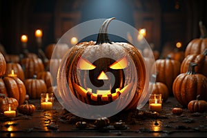 Heighten product appeal 3D pumpkin podium transforms Halloween promotions photo