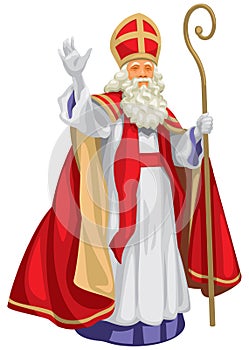 Heilige Nikolaus blesses the Sinterklaas feast realistic vector illustration