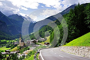 Heiligenblut am Grossglockner village with the famous St Vincent Church.