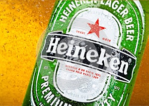 Heineken Beer bottle with dew drops