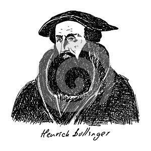 Heinrich Bullinger 1504-1575 was a Swiss reformer. He was one of the most influential theologians of the Protestant Reformation photo