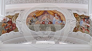 Heinrich, Count of Altdorf, Welf I, Ata von Hohenwart fresco in the Basilica of St. Martin and Oswald in Weingarten, Germany