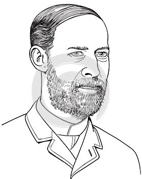 Heinrich Hertz cartoon portrait. vector photo