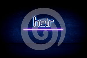 heir - blue neon announcement signboard photo