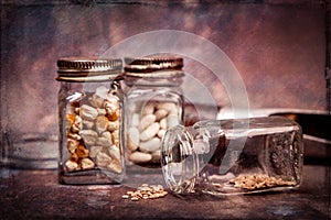 Heirloom Tomato Seeds Saved In Vintage Glass Jar