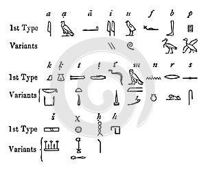 Heiroglyphics, vintage illustration