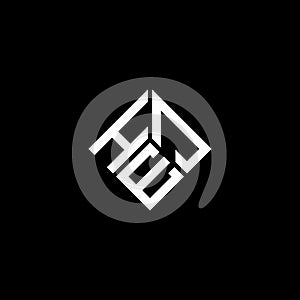 HEJ letter logo design on black background. HEJ creative initials letter logo concept. HEJ letter design photo