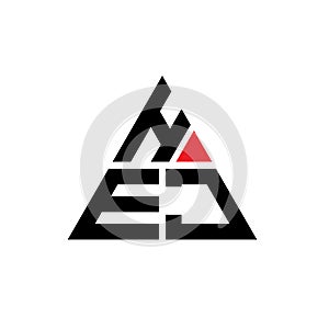 HEJ triangle letter logo design with triangle shape. HEJ triangle logo design monogram. HEJ triangle vector logo template with red photo