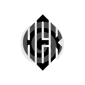 HEK circle letter logo design with circle and ellipse shape. HEK ellipse letters with typographic style. The three initials form a photo