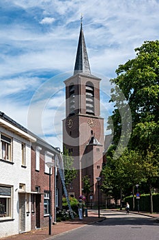 Helden, Limburg, The Netherlands - Catholic church tower at the village square