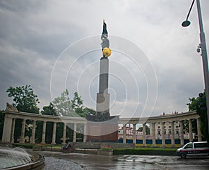 The Heldendenkmal der Roten Armee on the Schwarzenbergplatz. A Russian Memorial in Vienna, Austria