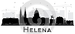 Helena Montana City Skyline Silhouette with Black Buildings Isolated on White photo