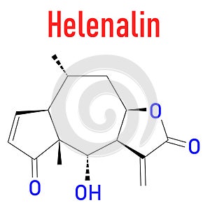 Helenalin sesquiterpene lactone molecule. Toxin found in Arnica montana. Skeletal formula. photo