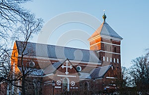 Helga Trefaldighets kyrka church in Uppsala at winter time. photo