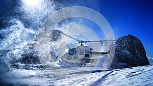 Heli ski, helicopter take off
