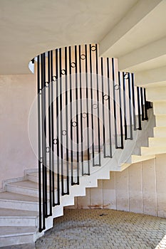 Helical railing stairs