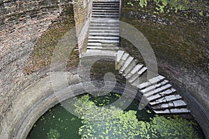 Helical Stepwell, 16th century well has a 1.2m-wide staircase, Champaner-Pavagadh Archaeological Park, a UNESCO World Heritage