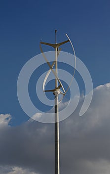 Helical wind turbine with clouds